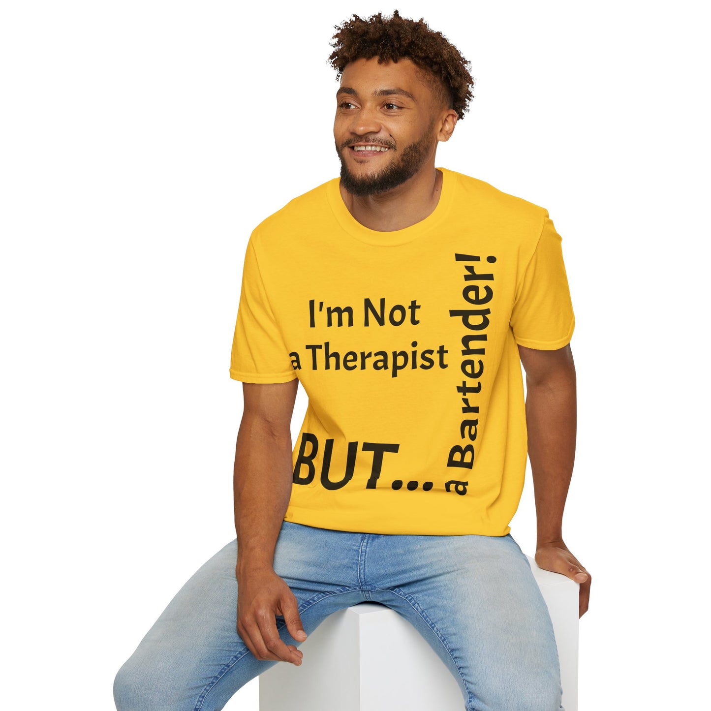 "I'm Not a Therapist, But a Bartender!" - T-Shirt Unissexo de Algodão Suave