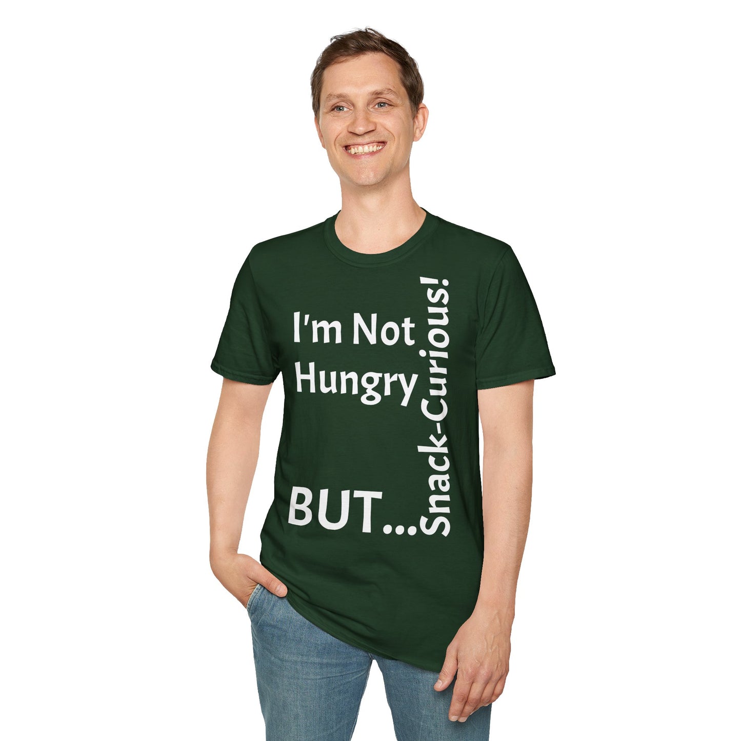 "I'm Not Hungry, But... Snack-Curious!" - T-Shirt Unissexo de Algodão Suave